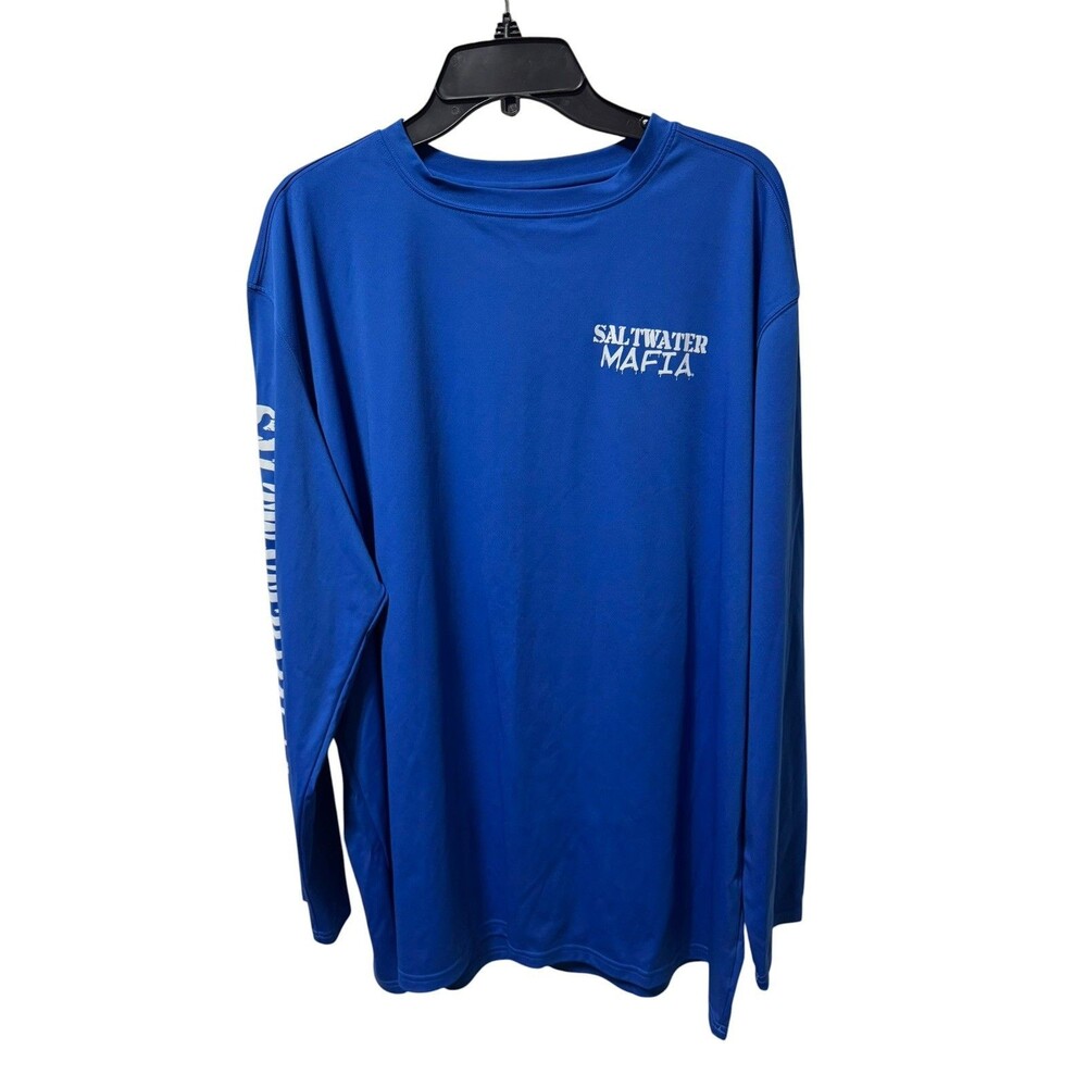 Saltwater Mafia Controlling The Offshore Blue Dry Fit L/S Fishing Shirt 2XL